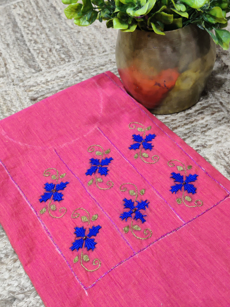 Mangalagiri Cotton Dress Material With Zari Border - SareesWala.com
