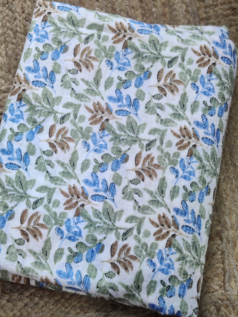 Cotton kantha fabric with floral pattern 