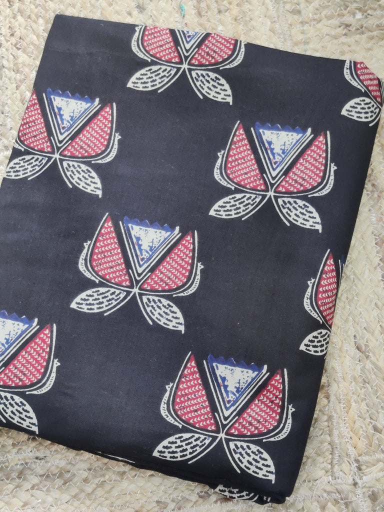 Fabric with a floral pattern on a dark background