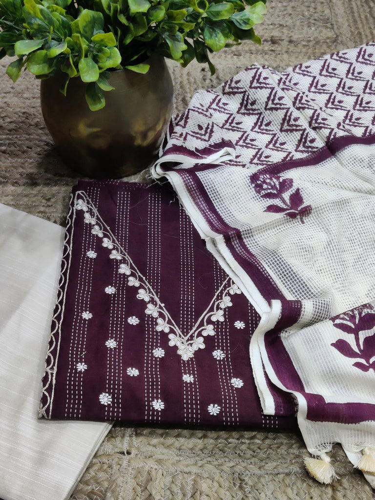 Chanderi Silk suit with embroidery 