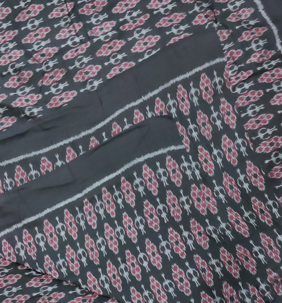 Sambalpuri Ikkat cotton fabric in Black 