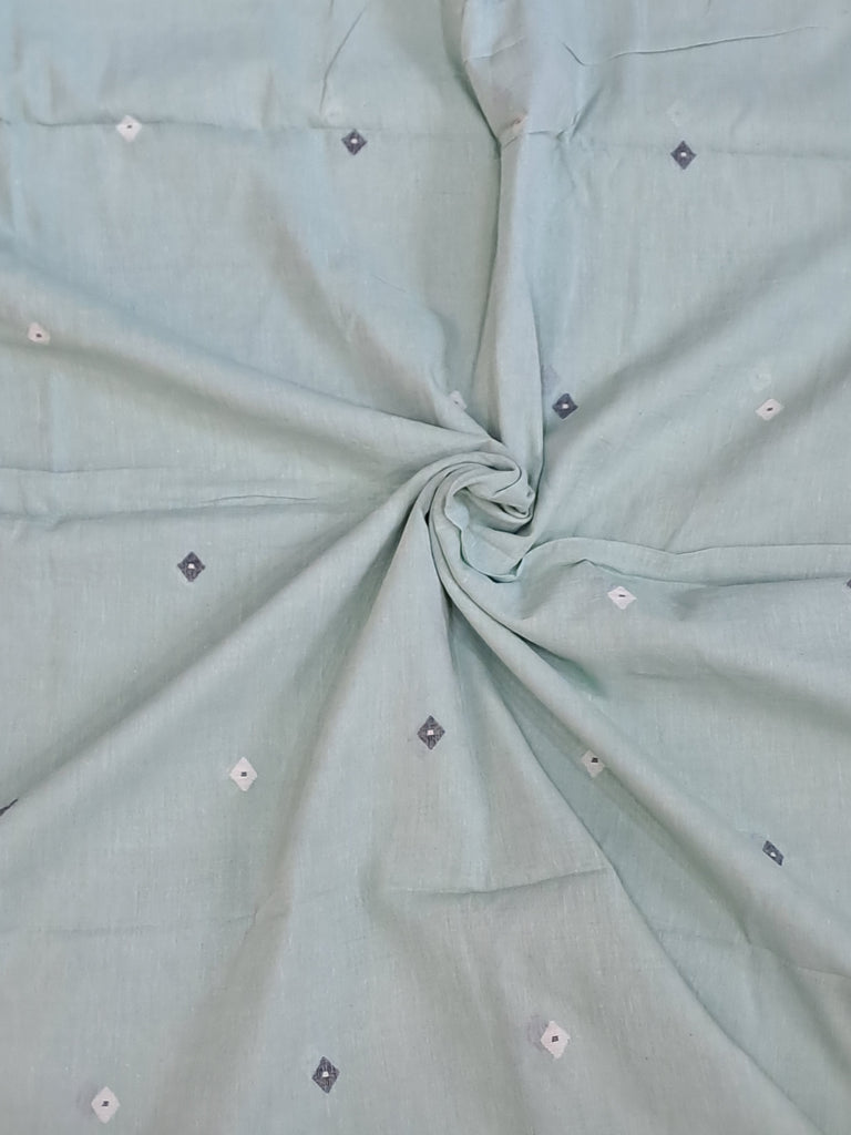 Hand woven Jamdani voil cotton fabric greyish green