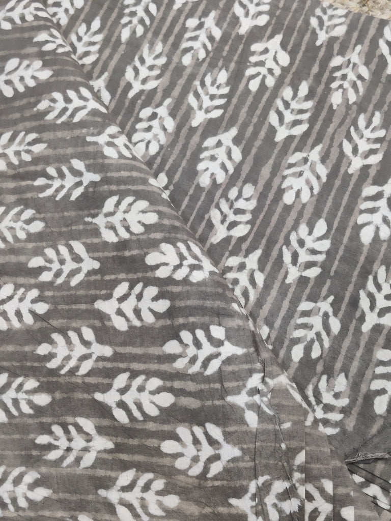 Dabu Printed Cotton Fabric in Grey