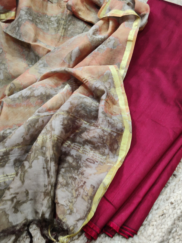 Mix n Match Set of Slub Silk Top and Chanderi Silk Dupatta