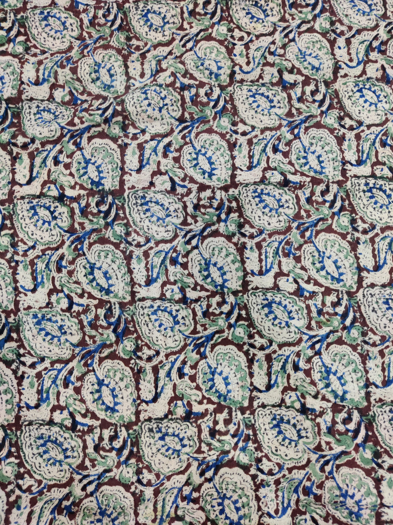 Kalamkari Handblock Printed  Cotton Fabric in Leaf Designs