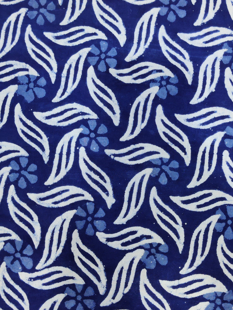 Natural Indigo Handblock Printed Mulmul Cotton Fabric