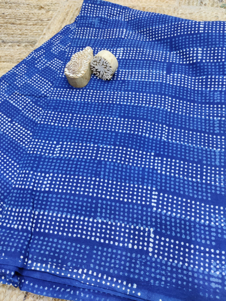 Natural Indigo Handblock Printed Cotton Fabric
