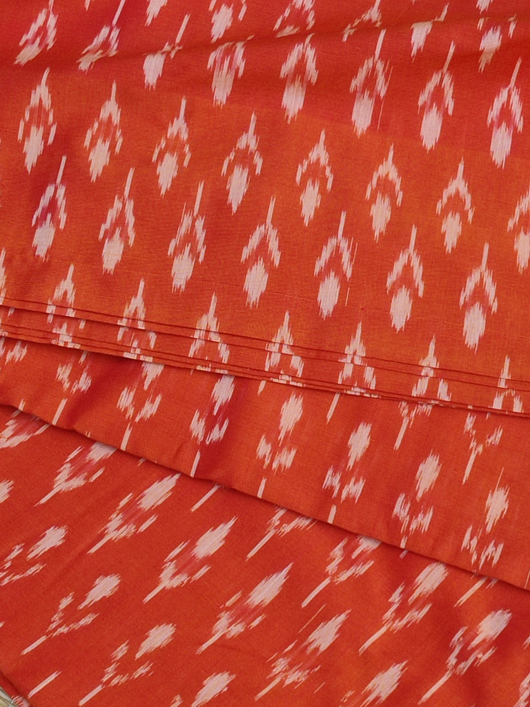 Mercerised Cotton Ikkat Fabric in Double Shaded Orange